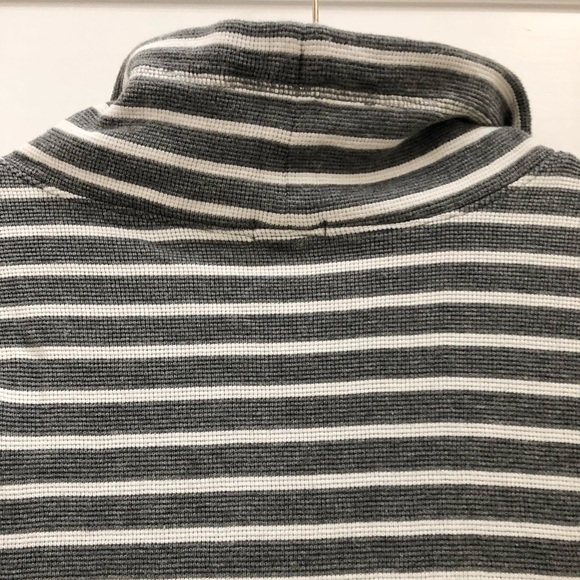 J. Crew Striped Funnelneck Pockets Waffle Knit Sweatshirt - Picture 11 of 16